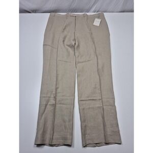 Joseph Abboud Dress Pants Mens 44x34 Beige Linen Flat Front Classic Fit NWT